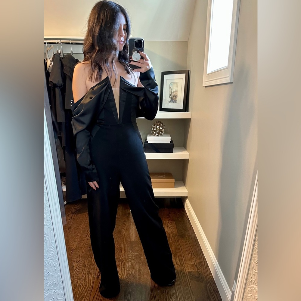 Off the shoulder long sleeve jumpsuit